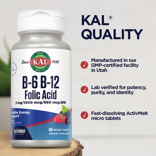 Foto 5 | Foto 5 | Suplemento Kal De Vitamina B-6 B-12 y Ácido Fólico 60 Tabletas - Venta Internacional