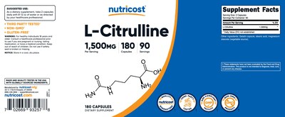 Foto 6 | Foto 6 | Suplemento Nutricost L-citrulina 1500 Mg 180 Cápsulas - Venta Internacional.