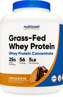 Foto 1 | Foto 1 | Proteína En Polvo Nutricost, Chocolate Con Suero De Leche Y Cacahuete Alimentados Con Pasto, 2,27 Kg - Venta Internacional.