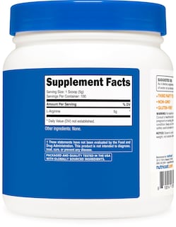 Foto 5 | Foto 5 | Suplemento Nutricost L-arginina En Polvo, 500 G, 100 Porciones - Venta Internacional.