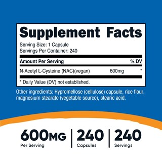 Foto 2 | Foto 2 | Suplemento Nutricost De N-acetil L-cisteína (nac) 600 Mg 240 Cápsulas - Venta Internacional.