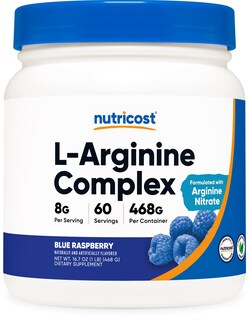 Foto 1 | Foto 1 | Suplemento Nutricost, Complejo De L-arginina, Frambuesa Azul, 60 Dosis - Venta Internacional.