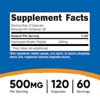 Foto 2 | Foto 2 | Suplemento Nutricost, Péptido Hidrolizado De Queratina, 500 Mg, 120 Cápsulas - Venta Internacional.