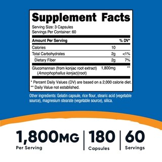 Foto 2 | Foto 2 | Suplemento Nutricost Glucomanano 1800 Mg 180 Cápsulas - Venta Internacional.