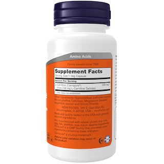 Foto 2 | Foto 2 | Suplements Now Foods L-carnitina, 500 Mg, Ayuda A La Actividad Física, 60 Cápsulas - Venta Internacional.