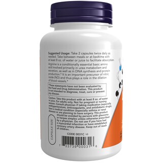 Foto 3 | Foto 3 | Supplement Now L-arginina, 500 Mg, Precursor De Óxido Nítrico, 250 Cápsulas - Venta Internacional.