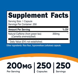 Foto 2 | Foto 2 | Suplemento Nutricost De Cafeína Natural 200 Mg 250 Cápsulas - Venta Internacional.