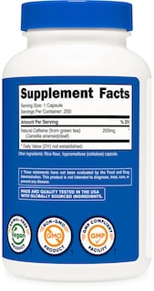 Foto 5 | Foto 5 | Suplemento Nutricost De Cafeína Natural 200 Mg 250 Cápsulas - Venta Internacional.