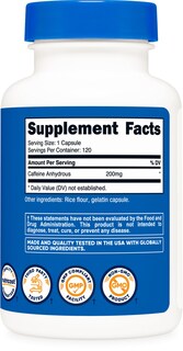 Foto 5 | Foto 5 | Píldoras De Cafeína Nutricost 200 Mg 120 Cápsulas Sin Gluten - Venta Internacional.