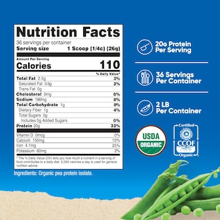 Foto 2 | Foto 2 | Proteína De Guisante En Polvo Nutricost Organic 907 G Sin Sabor - Venta Internacional.
