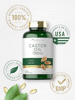 Foto 5 | Foto 5 | Suplemento De Aceite De Ricino Carlyle 750 Mg 200 Cápsulas Blandas Sin Ogm - Venta Internacional.