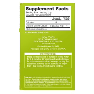 Foto 2 | Foto 2 | Laxante Orgánico De Senna Y Hierbas Give A Tea De Tea Now Foods, 24 Bolsas - Venta Internacional.