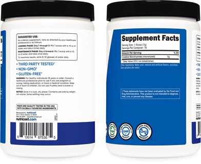 Foto 6 | Foto 6 | Creatina Monohidratada en Polvo Nutricost Blue Raspberry 500 g - Venta Internacional