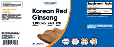 Foto 6 | Foto 6 | Suplemento Nutricost Ginseng Coreano 1000 mg 240 Cápsulas - Venta Internacional