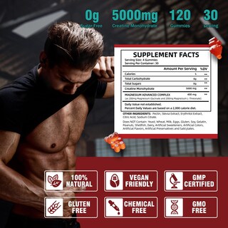 Foto 5 | Foto 5 | Suplemento Vifssg, Gomitas De Monohidrato De Creatina, 120 G, Sin Azúcar - Venta Internacional.