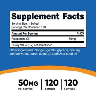 Foto 2 | Foto 2 | Cápsulas Blandas De Aceite De Menta Supplement Nutricost De 50 Mg (120 Unidades) - Venta Internacional.