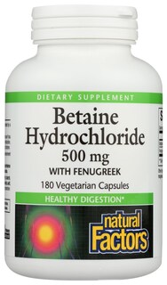 Foto 1 | Foto 1 | Suplemento Natural Factors Betaine Hcl 500 Mg 180 Cápsulas - Venta Internacional.