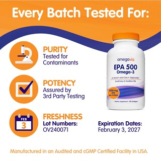 Foto 6 | Foto 6 | Suplemento De Aceite De Pescado Omega-3 Purificado Omegavia Epa 500 120 Cápsulas Blandas - Venta Internacional.