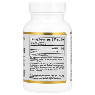 Foto 2 | Foto 2 | Suplemento California Gold Nutrition L-cisteína 500 Mg 60 Cápsulas - Venta Internacional.