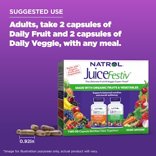 Foto 6 | Foto 6 | Suplemento Natrol Juicefestiv Daily Fruit & Veggie 60 Cápsulas - Venta Internacional.