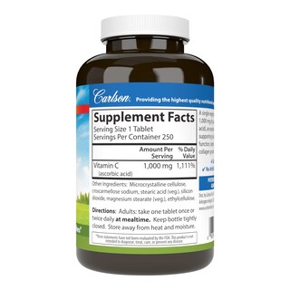 Foto 2 | Foto 2 | Suplemento Carlson De Vitamina C, 1000 Mg, 250 Comprimidos - Venta Internacional.