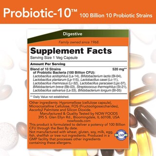 Foto 2 | Foto 2 | Suplementa Now Probiotic-10™ Con 100 Mil Millones De Cápsulas Vegetarianas - Venta Internacional.