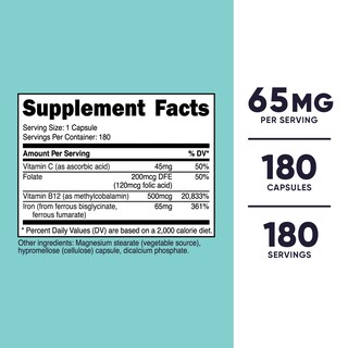Foto 2 | Foto 2 | Suplemento Nutricost Iron Para Mujeres De 65 Mg Con Vitamina C 180 Cápsulas - Venta Internacional.