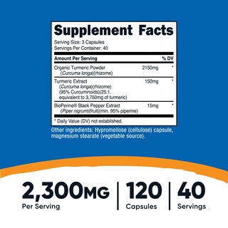 Foto 2 | Foto 2 | Suplemento Nutricost, Cúrcuma Y Curcumina, 2300 Mg, 120 Cápsulas - Venta Internacional.