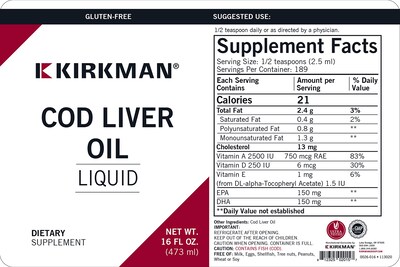 Foto 3 | Foto 3 | Suplemento De Aceite De Hígado De Bacalao Kirkman, Líquido, Sin Sabor, 473 Ml - Venta Internacional.