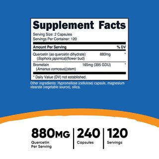 Foto 2 | Foto 2 | Suplemento Nutricost Quercetina 880 Mg Con Bromelina 240 Cápsulas - Venta Internacional.