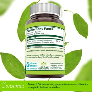 Foto 2 | Foto 2 | Herbal Secrets Boswellia Serrata 600 Mg 120 Cápsulas | Antiinflamatorio Natural Para Articulaciones