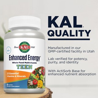 Foto 4 | Foto 4 | Suplemento Kal Enhanced Energy Para Adolescentes En Tabletas 60 Tabletas - Venta Internacional.