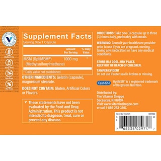 Foto 3 | Foto 3 | Suplemento The Vitamin Shoppe Msm 1000 Mg 240 Cápsulas - Venta Internacional.