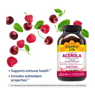 Foto 2 | Foto 2 | Obleas Masticables Con Vitamina C Country Life Acerola 500 Mg 90 Unidades - Venta Internacional.