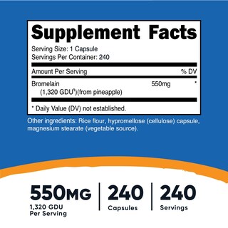 Foto 2 | Foto 2 | Suplemento Nutricost, Cápsulas De Bromelina, 550 Mg, 240 Veganas - Venta Internacional.