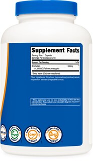 Foto 5 | Foto 5 | Suplemento Nutricost, Cápsulas De Bromelina, 550 Mg, 240 Veganas - Venta Internacional.