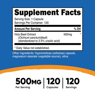 Foto 2 | Foto 2 | Suplemento Nutricost, Cápsulas De Albahaca Santa, 500 Mg, 120 Cápsulas - Venta Internacional.