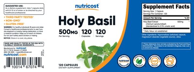 Foto 6 | Foto 6 | Suplemento Nutricost, Cápsulas De Albahaca Santa, 500 Mg, 120 Cápsulas - Venta Internacional.