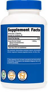 Foto 5 | Foto 5 | Suplemento Nutricost Extracto De Bacopa Monnieri 1000 Mg 120 Cápsulas - Venta Internacional.