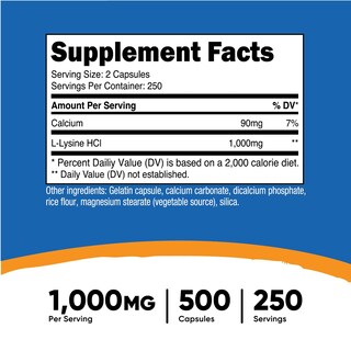 Foto 2 | Foto 2 | Suplemento Nutricost L-lisina 500 Mg 500 Cápsulas - Venta Internacional.