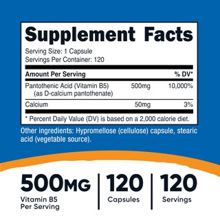 Foto 2 | Foto 2 | Suplemento Nutricost De Ácido Pantoténico (vitamina B5) 500 Mg - Venta Internacional.