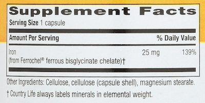 Foto 3 | Foto 3 | Suplemento Country Life Easy Iron, Cápsulas Veganas De 25 Mg - Venta Internacional.