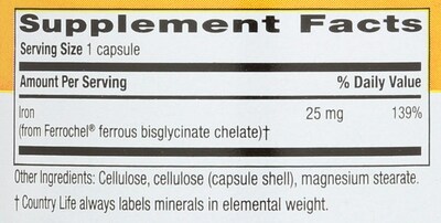 Foto 4 | Foto 4 | Suplemento Country Life Easy Iron, Cápsulas Veganas De 25 Mg - Venta Internacional.