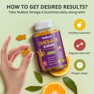 Foto 3 | Foto 3 | Gomitas Omega 3 Nubest Para Niños Y Adolescentes Con Aceite De Linaza, 60 Unidades - Venta Internacional.