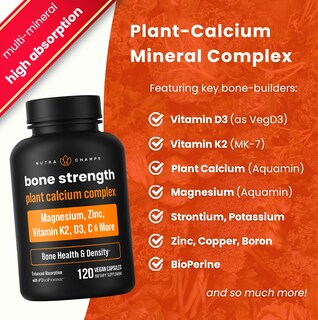 Foto 3 | Foto 3 | Suplementos Nutrachamps Bone Strength 600 Mg De Calcio 120 Veganos - Venta Internacional.