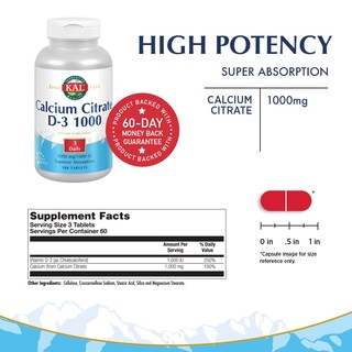 Foto 2 | Foto 2 | Suplemento De Citrato De Calcio Kal Con D 1000 Ui 1000 Mg 180 Tabletas - Venta Internacional.