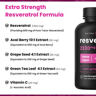 Foto 4 | Foto 4 | Suplemento Nutrachamps Resveratrol Extra Strength 1200 Mg - Venta Internacional.