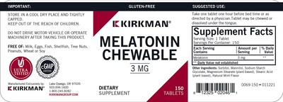 Foto 3 | Foto 3 | Suplemento Kirkman, Tabletas Masticables De Melatonina, 3 Mg, 150 Unidades - Venta Internacional.