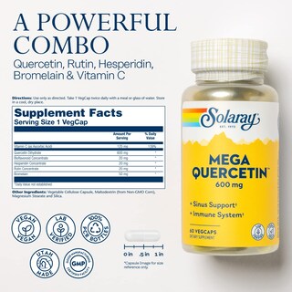 Foto 2 | Foto 2 | Suplemento Solaray Mega Quercetina 600 Mg Con Bromelina Y Vitamina C - Venta Internacional.
