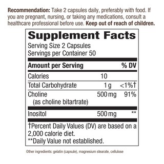 Foto 2 | Foto 2 | Suplemento Nature's Way De Colina E Inositol 1000 Mg 100 Cápsulas - Venta Internacional.